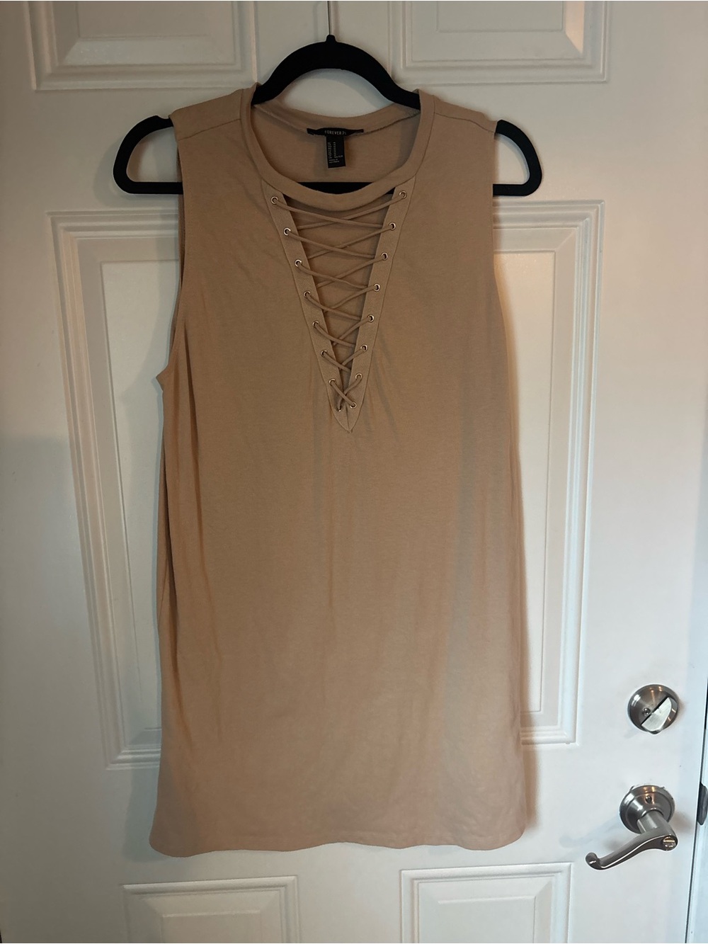 Forever 21 Tan Lace-Up Sleeveless Tunic